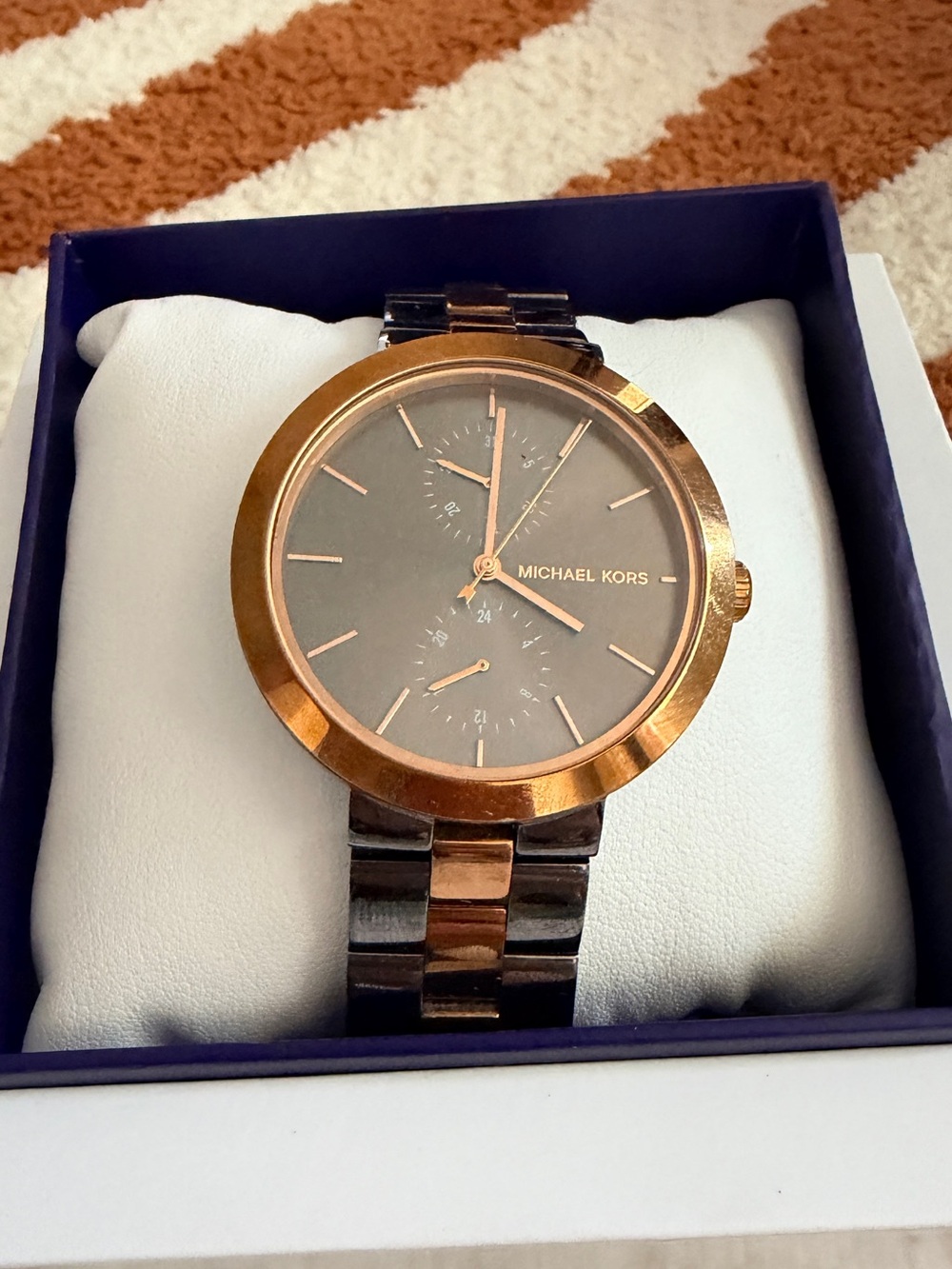 Michael Kors Two-Tone Rose Gold and Gunmetal women’s  Bracelet Watch